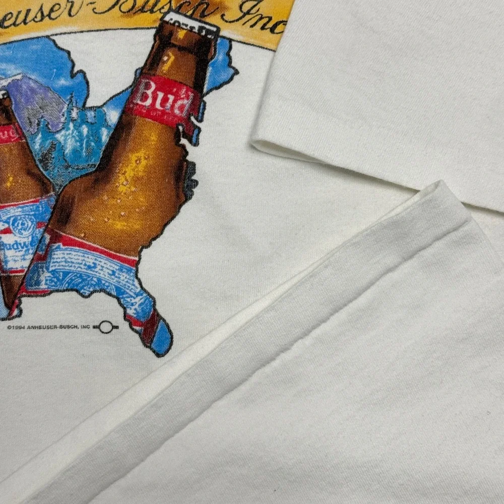 Vintage Holoubek Budweiser T Shirt Mens Large White 1994 Eagle Single Stitch USA